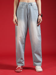 Go Devil Women Baggy Fit Light Blue Jeans