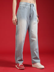 Go Devil Women Baggy Fit Light Blue Jeans