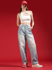 Go Devil Women Baggy Fit Light Blue Jeans