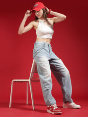 Go Devil Women Baggy Fit Light Blue Jeans