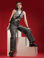 Go Devil Women Baggy Fit Grey Jeans