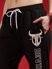 Go Devil Women Black Printed Joggers