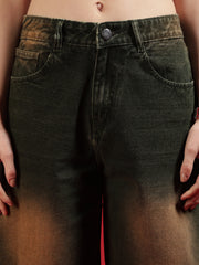 Go Devil Women Dark Olive Baggy Fit Jeans