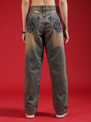 Go Devil Women Baggy Fit Vintage Blue Jeans