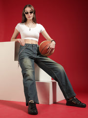 Go Devil Women Relaxed Fit Wide Leg Blue Jeans