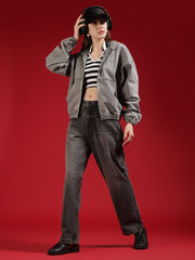 Go Devil Women Oversized Hooded Denim Jacket