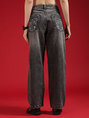 Go Devil Women Baggy Fit Grey Jeans