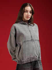 Go Devil Women Oversized Hooded Denim Jacket