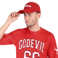 Go Devil Printed Premium Embroidered Red Cap For Men