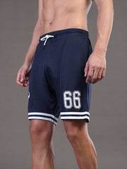 Go Devil Printed Mens Navy Blue Sports Shorts