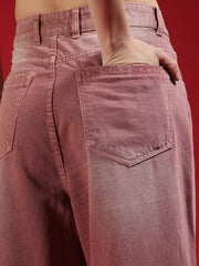 Go Devil Women Dusty Pink Wide Leg Jeans