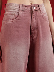 Go Devil Women Dusty Pink Wide Leg Jeans