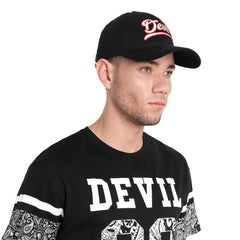 Go Devil Premium Devil Printed Embroidered Black Cap For Men