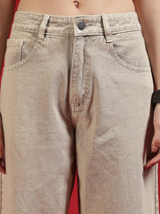 Go Devil Women Beige Wide Leg Jeans