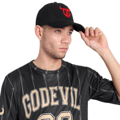 Go Devil Premium Logo Red Printed Embroidered Black Cap For Men