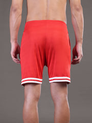 Go Devil Printed Mens Red Sports Shorts