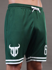 Go Devil Printed Mens Dark Green Sports Shorts