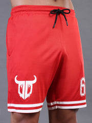 Go Devil Printed Mens Red Sports Shorts