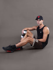 Go Devil Printed Mens Coffee Brown Sports Shorts