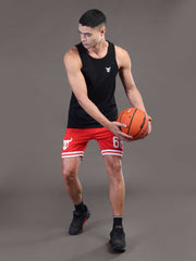 Go Devil Printed Mens Red Sports Shorts