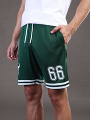 Go Devil Printed Mens Dark Green Sports Shorts