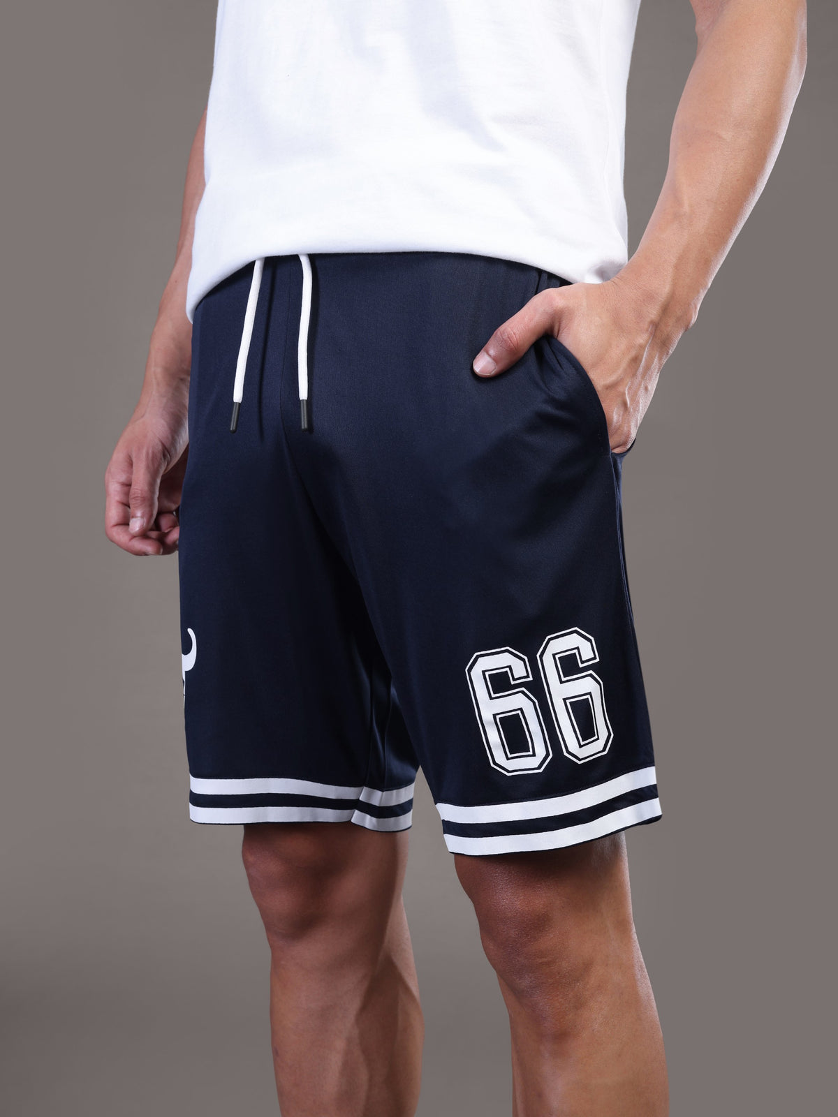 Go Devil Printed Mens Navy Blue Sports Shorts