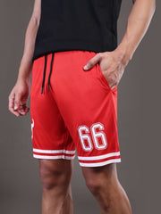 Go Devil Printed Mens Red Sports Shorts