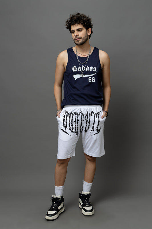 Go Devil Printed White Shorts For Men