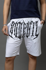 Go Devil Printed White Shorts For Men