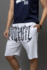 Go Devil Printed White Shorts For Men