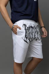 Go Devil Printed White Shorts For Men