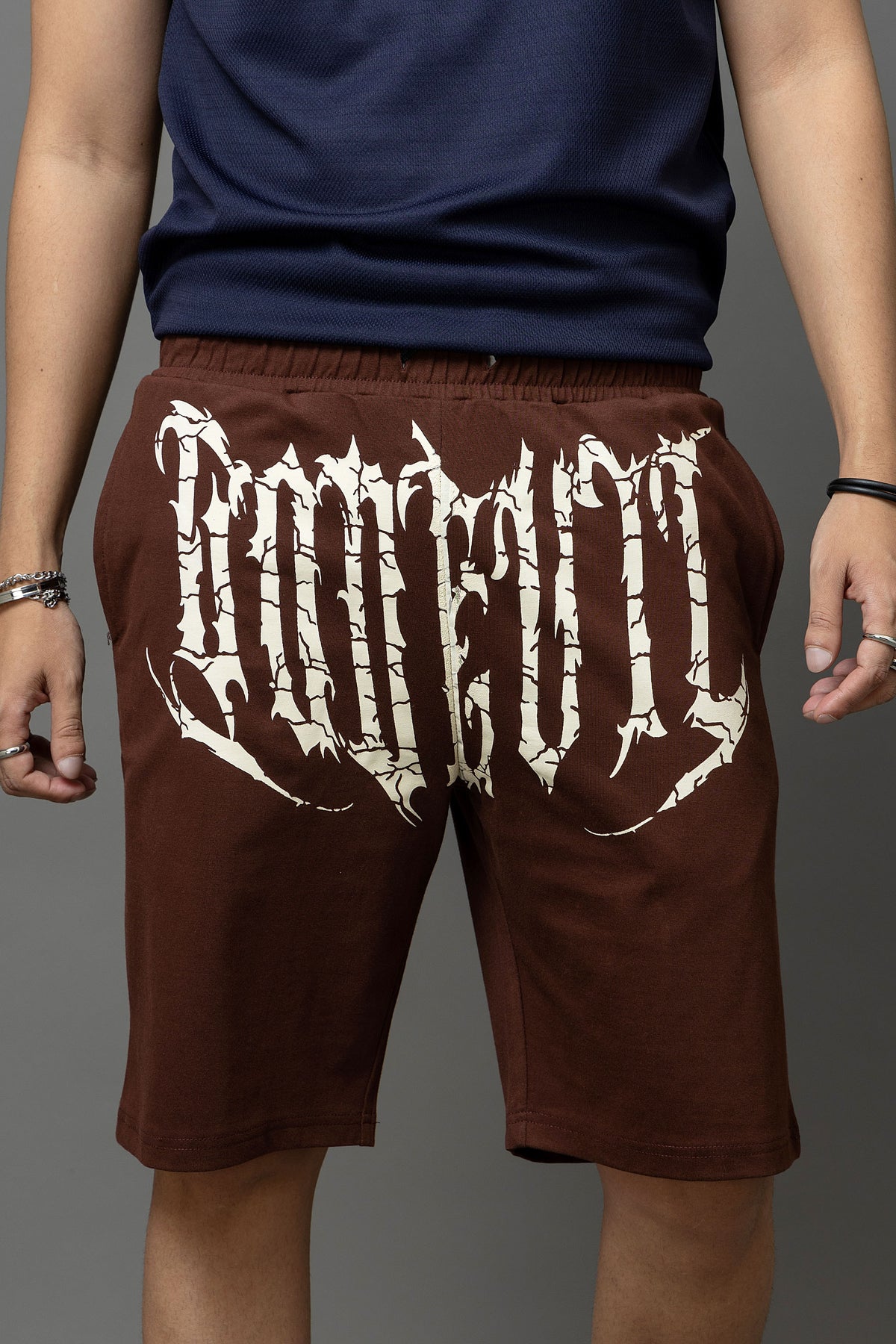 Go Devil Printed Brown Shorts For Men