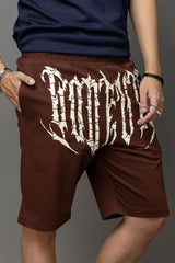 Go Devil Printed Brown Shorts For Men