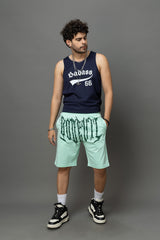 Go Devil Printed Mint Green Shorts For Men