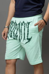 Go Devil Printed Mint Green Shorts For Men