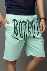 Go Devil Printed Mint Green Shorts For Men