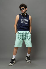 Go Devil Printed Mint Green Shorts For Men