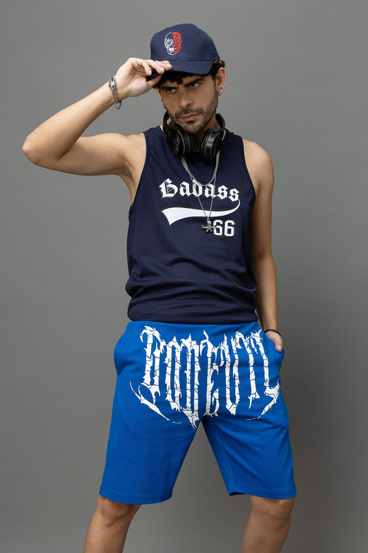 Go Devil Printed Blue Shorts For Men