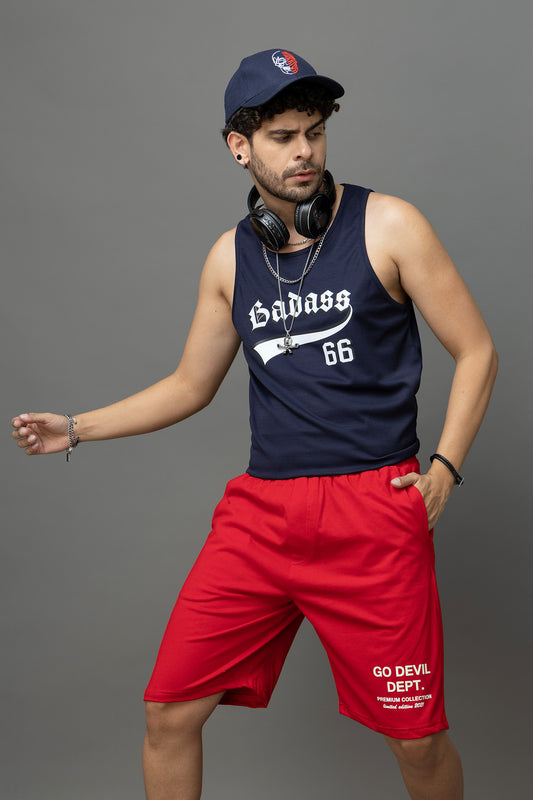 Go Devil Printed Red Shorts For Men