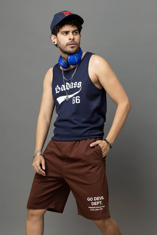 Go Devil Printed Brown Shorts For Men