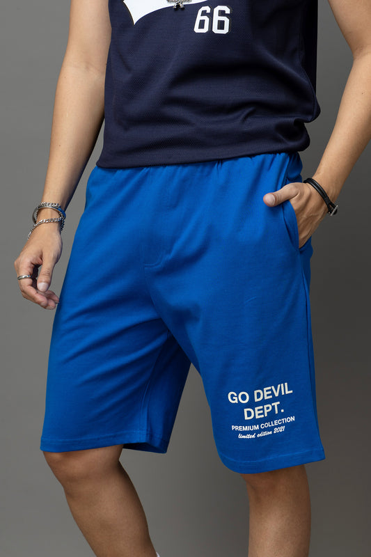 Go Devil Printed Blue Shorts For Men