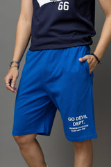 Go Devil Printed Blue Shorts For Men