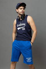 Go Devil Printed Blue Shorts For Men