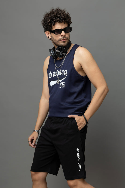 Go Devil Printed Black Casual Shorts For Men