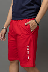 Go Devil Printed Red Casual Shorts For Men