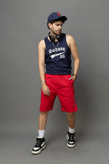 Go Devil Printed Red Casual Shorts For Men