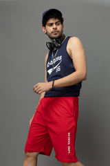 Go Devil Printed Red Casual Shorts For Men