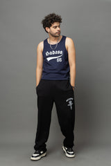 Go Devil Gothic Cross Print Black Streetwear Joggers For Men