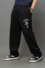 Go Devil Gothic Cross Print Black Streetwear Joggers For Men