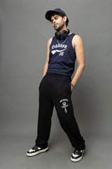 Go Devil Gothic Cross Print Black Streetwear Joggers For Men